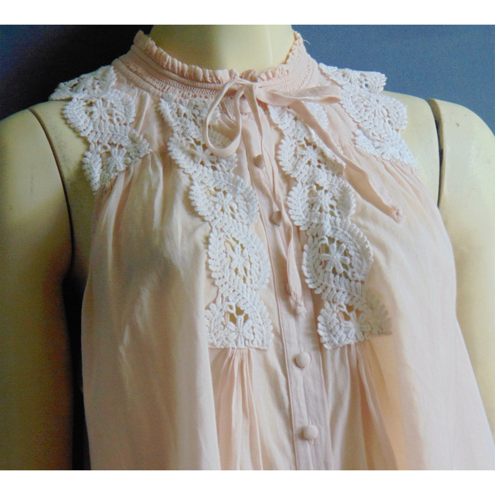Free People Lace Cotton Voile A-Line Top M - Picture 2 of 6